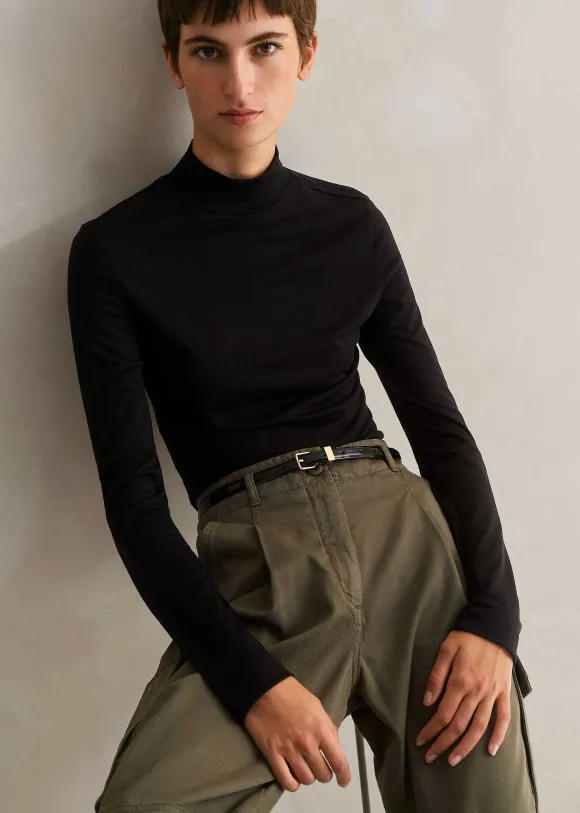 Wool Jersey Roll Neck Top