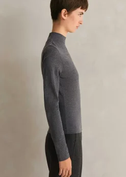 Wool Jersey Roll Neck Top