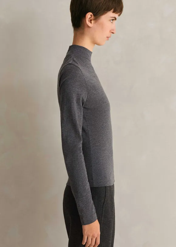 Wool Jersey Roll Neck Top