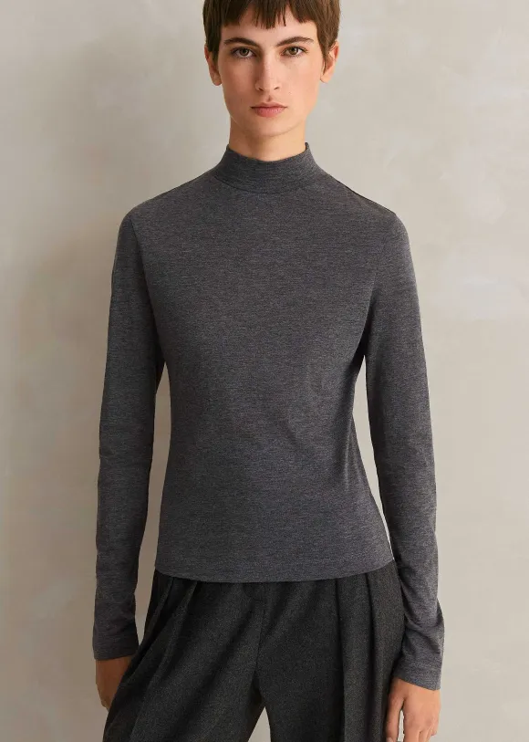 Wool Jersey Roll Neck Top