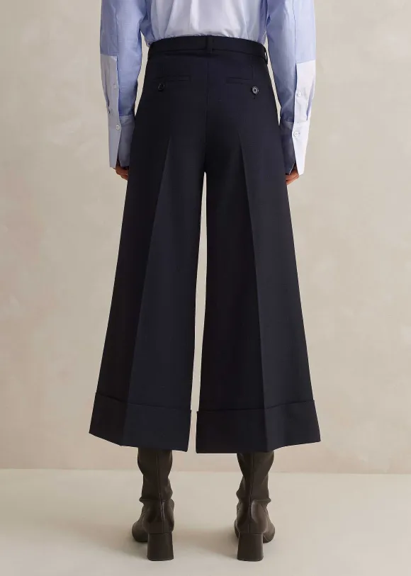 Wool-Blend Exaggerated Crop Trouser