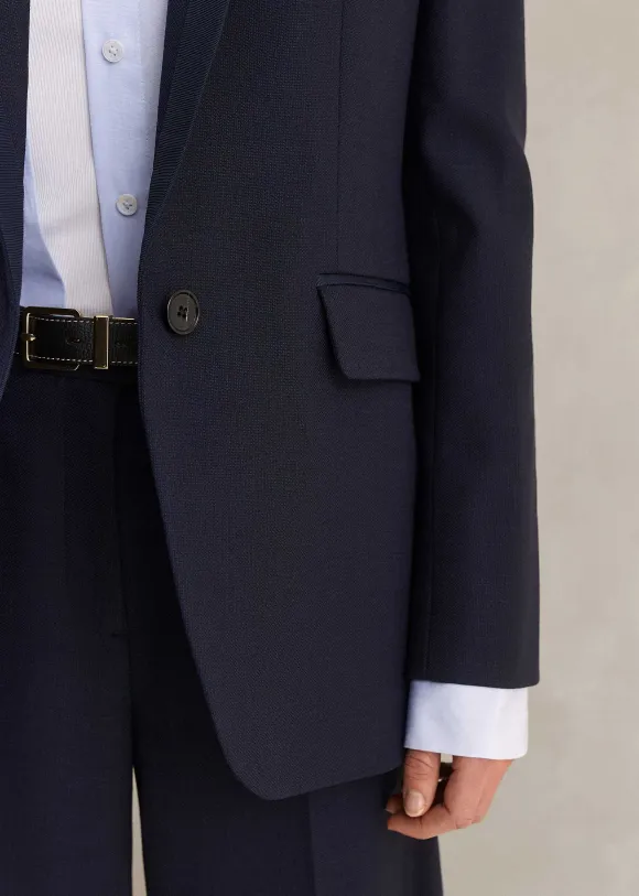 Wool-Blend Exaggerated Flare Trouser Suit