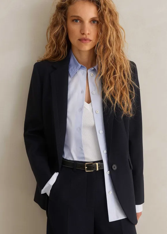 Wool-Blend Sharp Longline Blazer