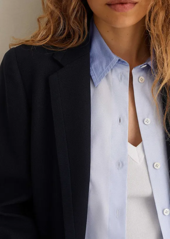 Wool-Blend Sharp Longline Blazer